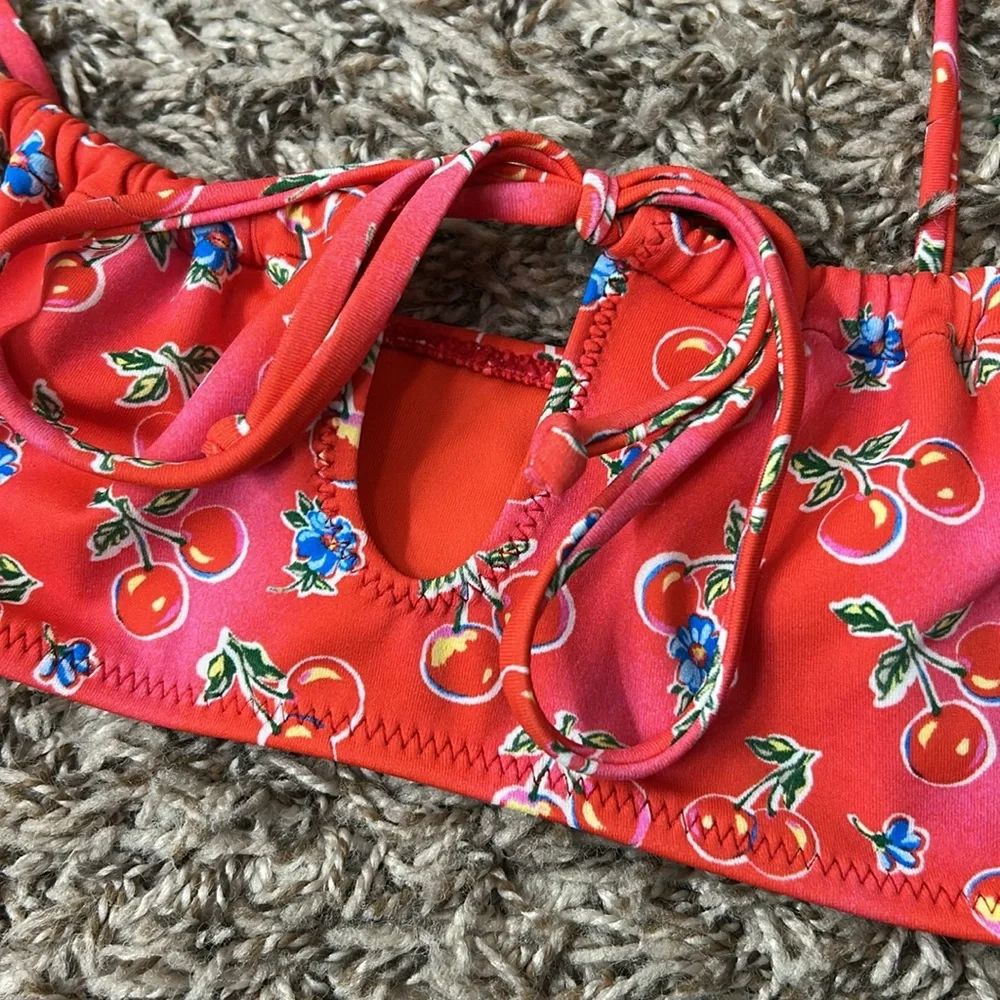 Pacsun Eco Red Cherry Salina Keyhole Tank Bikini Top Sz S